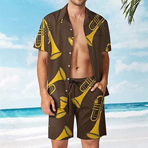 Trubet uzorak muške havajske majice i hlače sa kratkim rukavima i hlače Summer Beach Outfits