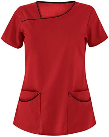 Vrhovi za žensku vrat majica s kratkim rukavima s kratkim rukavima s džepovima 2023 modne casual