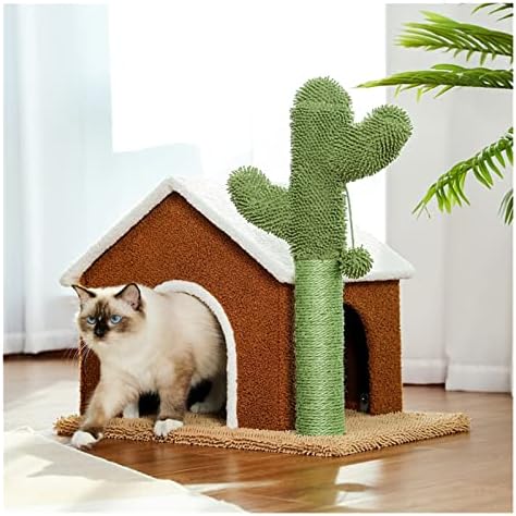 MGWYE Cactus Cat Tree Cat Tower sa sisalom daskom za grebanje za zatvorene mačke Cat Condo Kitty Play House