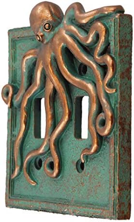 Gornji mesingani veliki hobotnice / kraken električni poklopac zidna ploča bronza / verdigris završiti