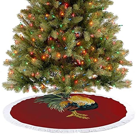 LifeLike Rooster Christmas Tree Skirts Mat s Fringed za Halloween Farmhouse Holiday Dekoracije 48 x48