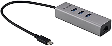 Yuenn USB-C Metal 3-port Hub sa Gigabitom Ethernet adapterom, USB-C do RJ-45, za laptop tablet PC