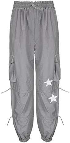 Cokuera Womens Trendy Star Print duge teretne hlače Ležerne prilike Cool Street Cosy pantalone Lounge