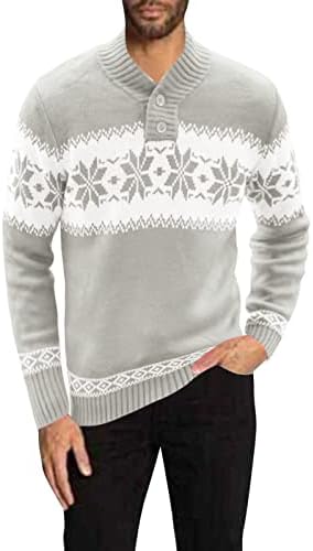 ZDDO ružni božićni džemper za muške, dugme s dugim rukavima pleteni kardigan skakači Xmas Reindeer