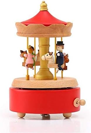 Drvena glazbena kutija karusela po mjeri mali crveni kišobran muzički okvir Retro nostalgični rođendan