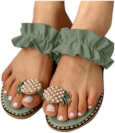 Beiovalie sandale Žene Dressing Summer Flat Pearl Bohemian Style Udobne ravne sandale papuče na plaži
