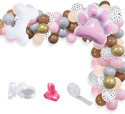 Dog Party Decorts, Pink Paw Paw Balloon Garland Arch Kit Balloons Garland sa kostiju Paw Foil