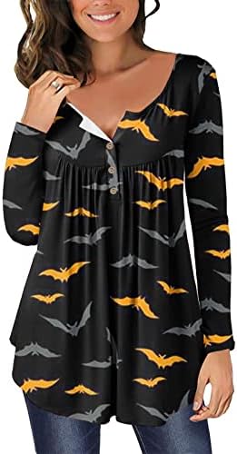 Dugme Down Radne tunike za žene Prevelike podijeljene izrez prozračne tunike uzorci FIT Halloween lijepo