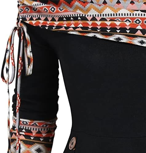 NOKMOPO džemper & nbsp; haljine za žene 2022 Convertible Neck Cinched Striped Flare a Line Dress