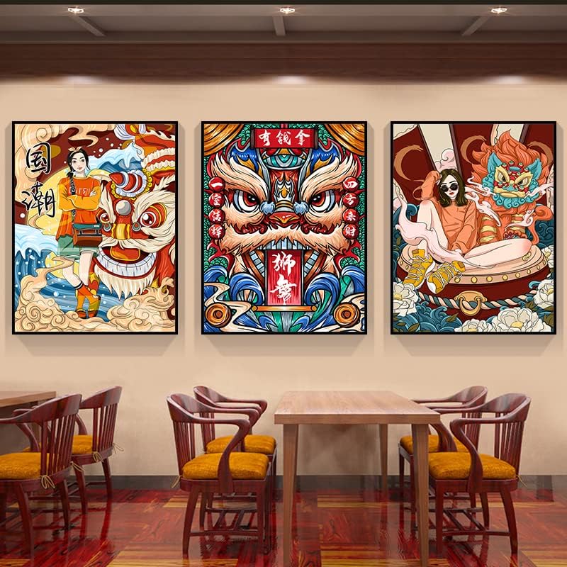Nacionalna dekorativna slika plima novi kineski Lion lion dance hotel zidna dekorativna zidna slika u restoranu