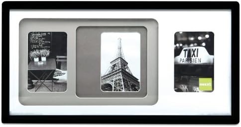 nexxt Trio Collage okvir za slike, 10 x 20 inča, matiran za fotografije 3-4 x 6 inča, crni okvir