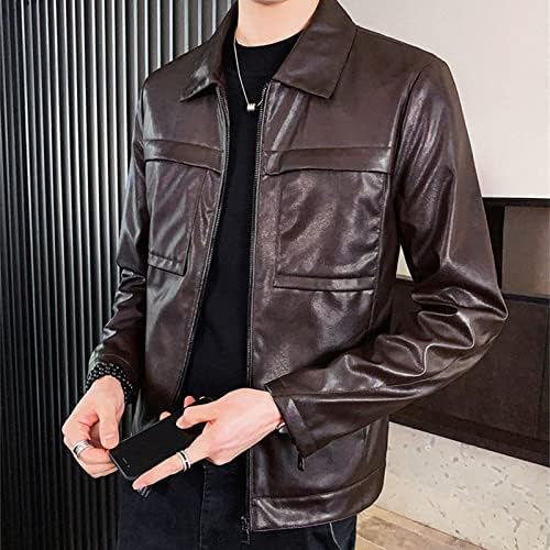 Muška bajkerska jakna od umjetne kože od jagnjeće kože lagana Vintage Outwear za motocikle klasična PU