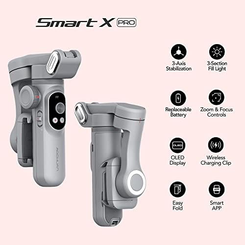 Qmint Smart X PRO 3-osni Smartphone Gimbal stabilizator, ugrađeni trostepeni svjetlo za punjenje, Dvostruki
