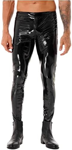 Jugaoge Muške sjajne patentne kože utežene vruće hlače sa niskim porastom vruće hlače Duge pantalone