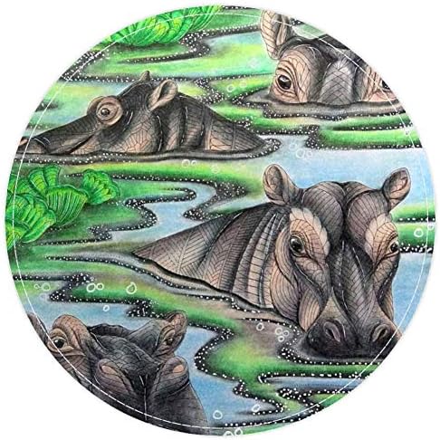 HEOEH Tropske životinje Rhinoceros Unicornis u Rijeci, Neklizajući otirač 15,7 okrugli tepih tepisi tepisi za