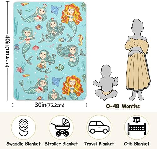 Slatka crtana sirena za bebe za dječake super mekane pokrivače za toplu toddleru za djevojčice lagana krevetića