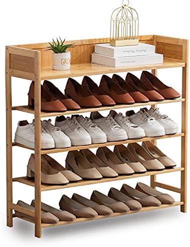 Sobibo Bamboo Stalak za cipele Organizator za cipele od 5 razine obuće Organizator skladištenja, za ulaz, hodnik