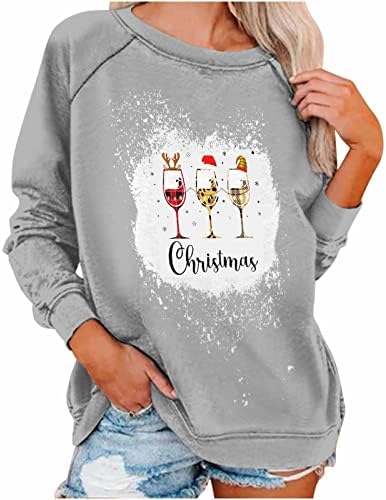 Duks žene s dugim rukavima božićno slovo Ispis pulover mama dukseri, casual labavo posad vrat pad pulover