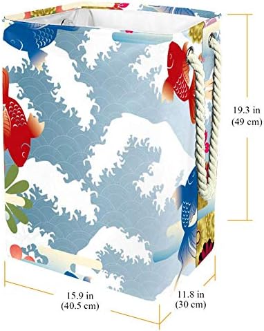 UNITESY japanski val Japan Koi šaran rublje za rublje Sklopiva košara za skladištenje kante za bebe