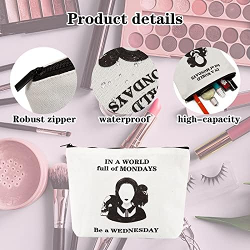 Hgrtyxs Wednesday Makeup Bag Wednesday Addams Merchandise Movie Fans Merch Cosmetic Bag Wednesday Addams Party