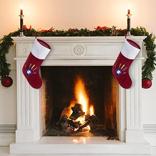Šareni autizam ručne božićne čarape bijeli super meki plišani modni božićni dekor xmas čarape
