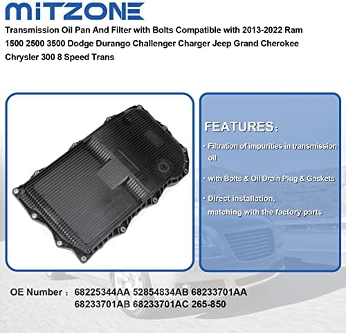 Mitzone Transmision Oil PAN sa vijcima kompatibilan sa 2013-2022 RAM 1500 2500 3500 Dodge Durango Challenger