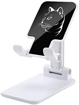 Mačka lice na crnom sklopivom stalku za mobitel podesivi ugao visine tablet stol