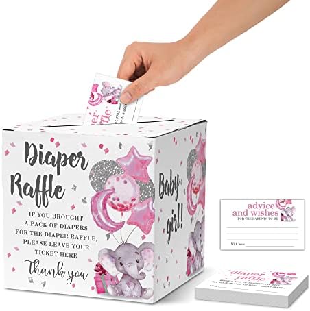 Karte za balonu za bebe, ružičasti slon balon tematske kutije za tuširanje kutija i savjeti za tuširanje,