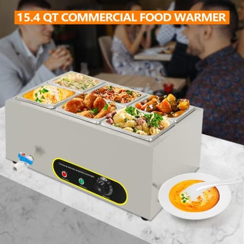 Komercijalni grijač hrane ajee 110V 6-Pan 1500w električni parni sto od nerđajućeg čelika Bain Marie Buffet