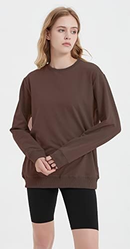 Žene prevelike labave fit solidne boje dukseri pad ramena padajući dugi rukav zimski pulover