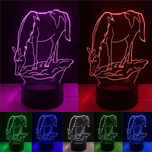 3D konjska noćna svjetlost USB dodirni prekidač Dekor stolni stol optički iluzijski svjetiljke