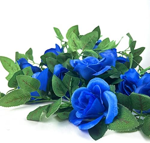 HxDiswsm veštački cvijet Garland 2 kom 15ft Royal Plava ruža umjetna ruža loze lažni cvijet Viseći