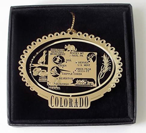 Colorado State Brass Božić Ornament Crna Kožna Poklon Kutija