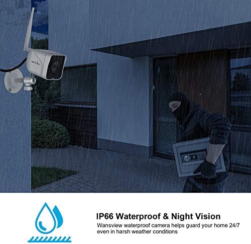 Vanjska sigurnosna kamera, WanSview 1080p Bežični WiFi IP66 Vodootporni nadzor Početna kamera sa otkrivanjem