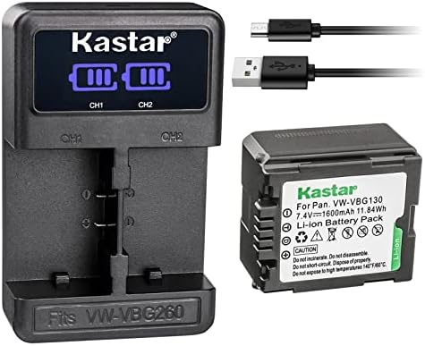 Kastar 1-Pack VW-VBG130 i LED2 USB punjač kompatibilan sa Panasonic HDC-HS700 HDC-HS700K HDC-MDH1 HDC-MDH1GK