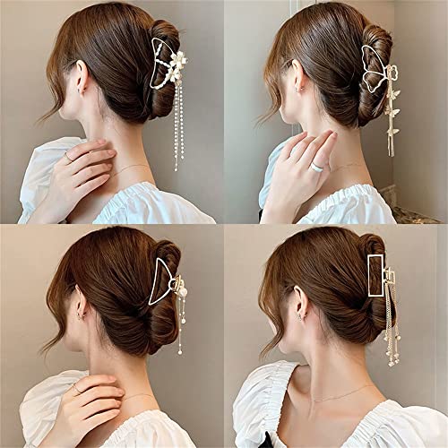 Wykdd šuplje od metalne kose kandže biserne kose za žene za žene djevojke vintage geometrijska klip za kosu