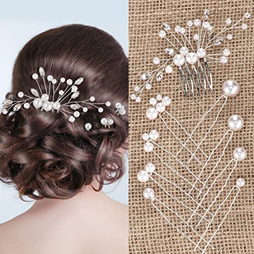 9 komada Pearl Bride vjenčani češalj za kosu biserne igle za kosu Set Bridal side češalj u obliku Bridal Hair