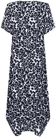 Vintage Maxi haljina za žene Ditsy Leopard Ispis Sendress for Womens kratkih rukava Haljina s