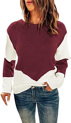 Dukseri za žene Žene Crw Crt Dugi rukav Dugi rukav Torp kontrastni košulja u boji džemper