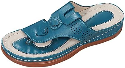 Papuče za ženske flip flop sa lukom potpornicom FAUX kožnim klinom ljeti udobne plažne sandale debele