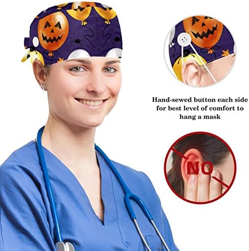 Sestra piling kapice Žene duge kose, Halloween Ljubičasta Podesiva radna kapa sa tasterima i lukom
