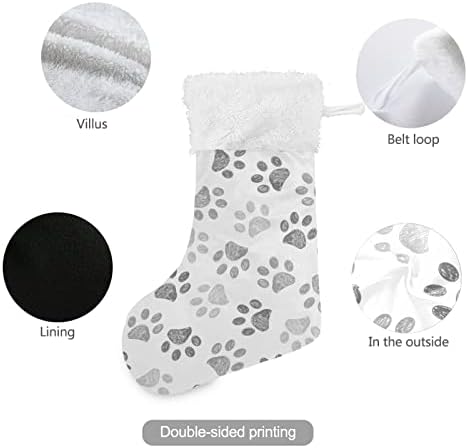 Xigua Cat Paw Dog Božićne čarape Bijela plišana manžetna čarapa za poklone za ukrase za zabavu ukrasi