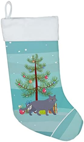 Caroline's Blings CK4574CS britanska kratkodlaka br. 1 mačka vesela božićna čarapa, kamin Viseći čarape Božićna