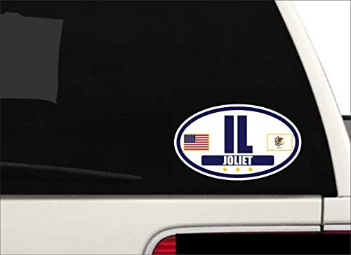 Zastava države Ilinois / Američka zastava Oval 3m Vinil naljepnica zabojci naljepnica | Navy & Gold