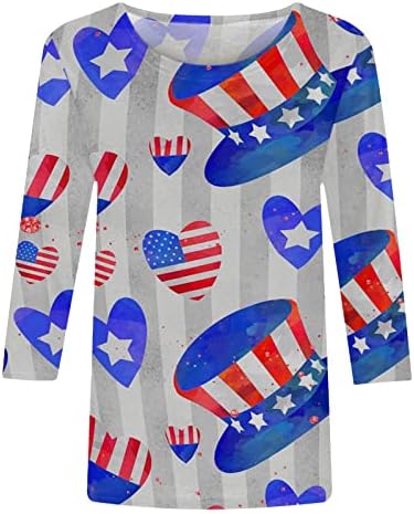 USA FAGL STAR grafički bluze za žene Fall Ljeto 3/4 rukava na vratu čamca Ležerne majice Dame 2023 Odjeća TW