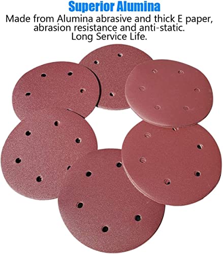 TONMP 50 pakovanje 9 inča 6 rupa 240 grit ručni ručni diskovi - aluminijski oksid brusilica