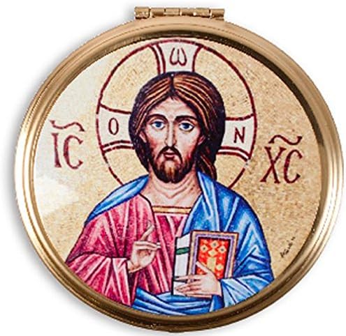 Podučavanje Krista PYX-a ​​sa umjetničkim metalnim poklopcem i lourdes molitvenom karticom