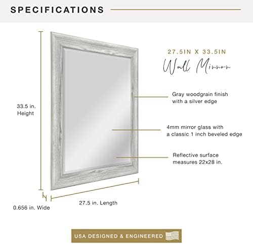 MCS zidni nosač 22x28 inča zakrivljenost, 27, 5x33, 5 Ukupna veličina, siva Woodgrain ogledalo