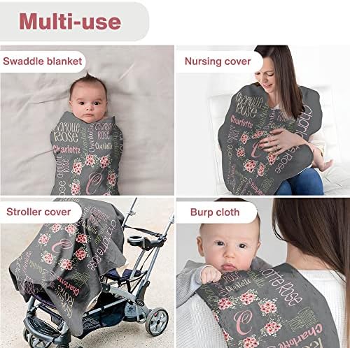 Teeman personalizirani bebine deke za djevojke sa ružama, monogramski pokloni za bebe, cvjetno