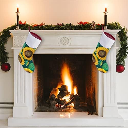 Vodeni suncokret ostavlja božićne čarape Xmas Socks poklon torba za obiteljski odmor za kamin